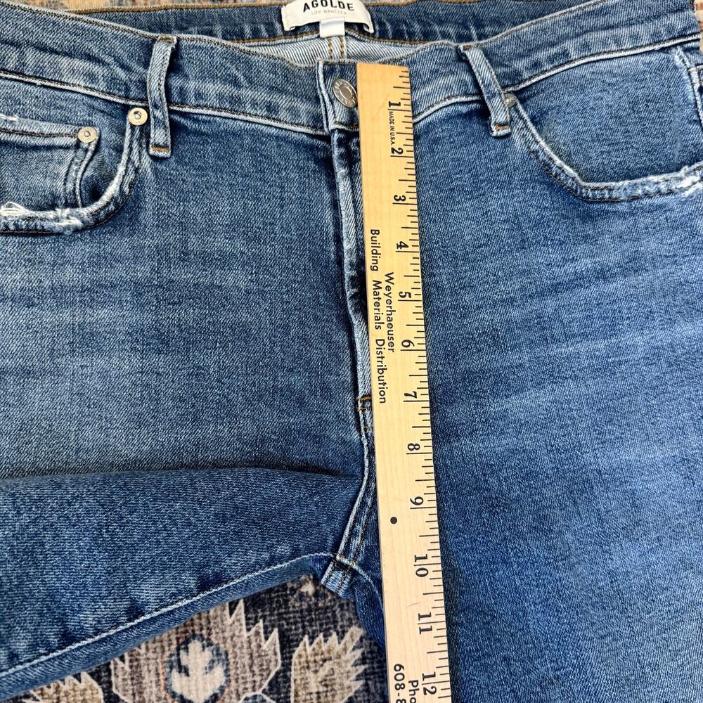 AGOLDE Toni Mid Rise Straight Leg Medium Wash Blue Button Fly Jeans Size 30 - Picture 8 of 9